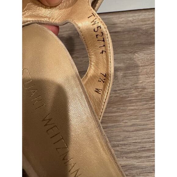 Stuart Weitzman Beige Suede Heels Sandals Size 7.5 - Picture 5 of 7